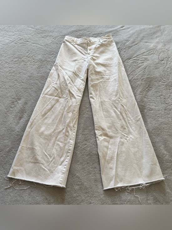 Zara Other - Zara Girls White Wide Leg Raw Hem Jeans Size 13/14 164 High Rise Trendy Denim
